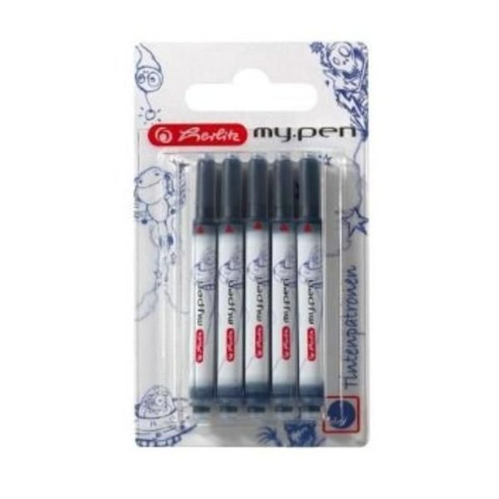 Rezerve stilou cerneala Herlitz my.Pen, 5 buc/cutie, albastre