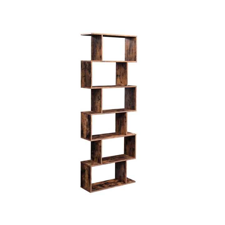 Biblioteca 190,5cm, Songmics, 6 poli, brun rustic, 70x24x190,5cm