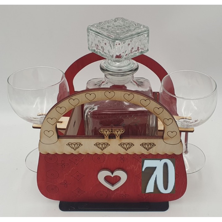 Carafa si set de 6 pahare, REPETA-18NASTKI, 70 ani, multicolor