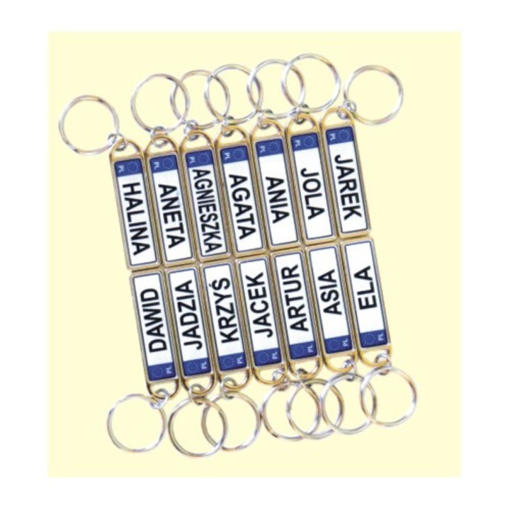 Set brelocuri metalice cu nume pentru femei, ETK, 10 bucati
