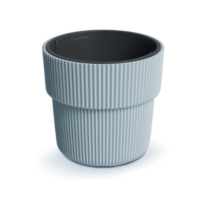 Ghiveci Prosperplast Milly set 2in1, rotund, gri deschis, 29.9x28.5cm, 14l