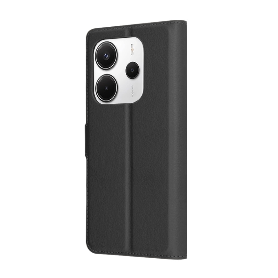 Husa pentru Xiaomi Redmi Note 14 5G, SKYDDAR INNOVATION, Leather Folio tip Carte, cu Portofel Interior, Finisaje Premium, set cu sticker, Negru