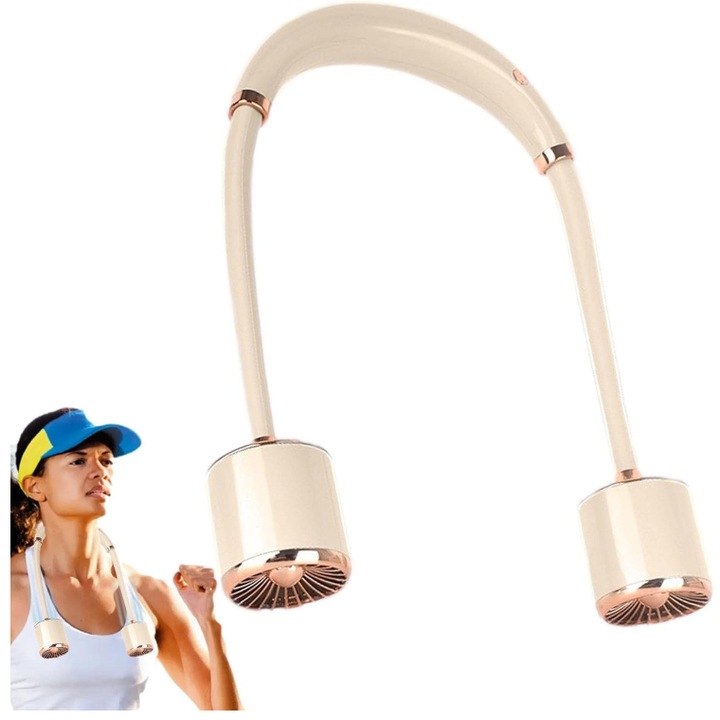 Преносим вентилатор за каска – Ефективно охлаждане на 360°, 3 скорости, батерия включена, регулируем до 65 см - кремав