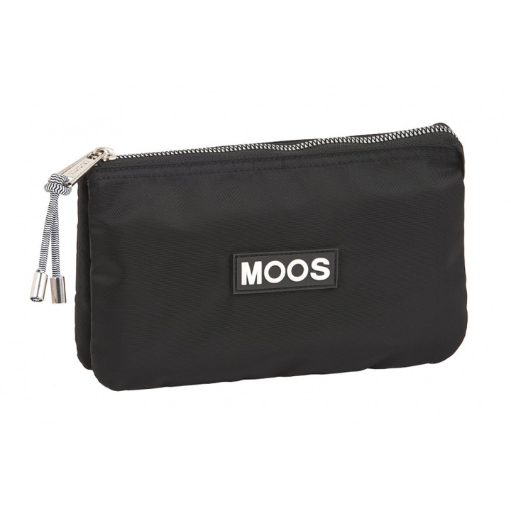 Portfard dama Jad Moos negru, 3 compartimente, 22x13x2 cm