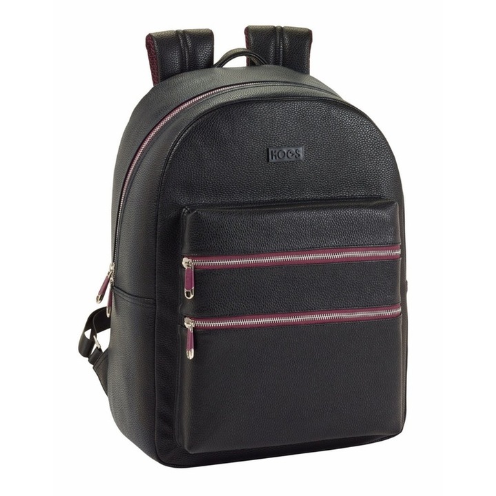 Rucsac dama laptop Jad Moos Capsula, negru, piele ecologica, 44x36x12cm