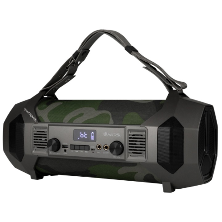 Boxă portabilă NGS Street Force, Bluetooth, 150W, camuflaj, dimensiuni compacte