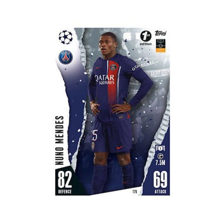 Настолна игра Topps Match Attax 2023/24 1-во издание 176 Nuno Mendes