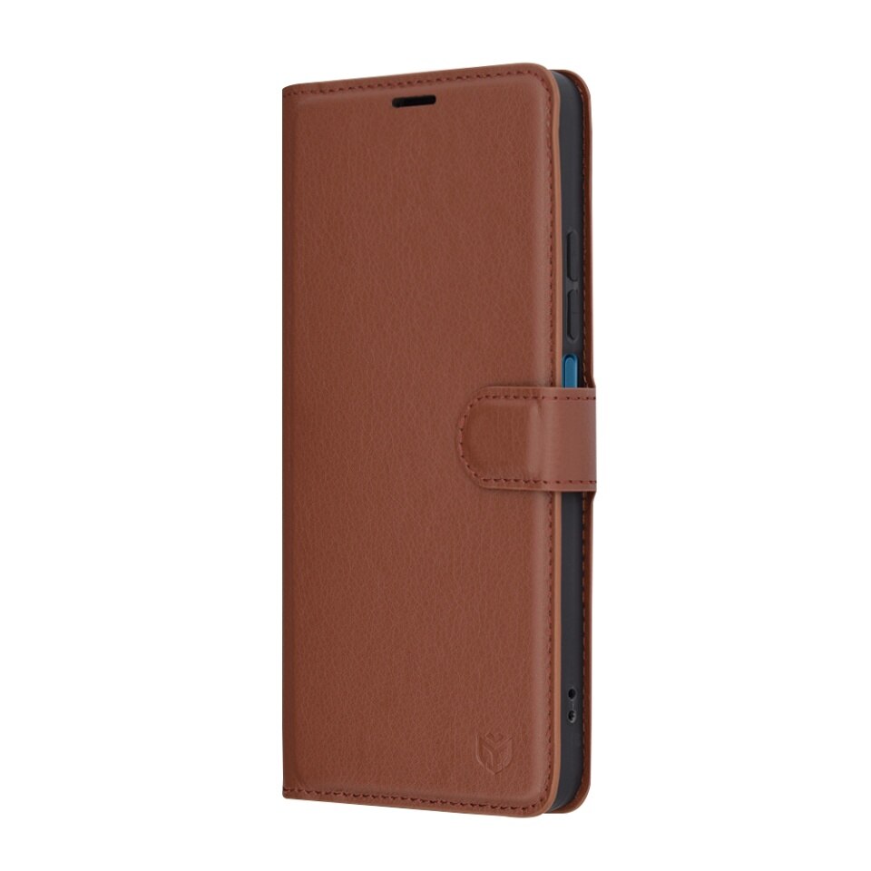 Husa pentru Xiaomi Redmi 14C / Poco C75, SKYDDAR INNOVATION, Leather Folio tip Carte, cu Portofel Interior, Finisaje Premium, set cu sticker, Maro