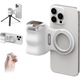 Maner foto ergonomic TELESIN, cu telecomanda wireless detasabila, montare magnetica, compatibil cu iPhone si IOS/Android, alb