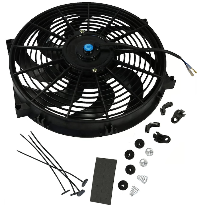 Ventilator auto universal electric pentru Radiator – 14 inch, 12V, 80W, ABS si otel, silentios