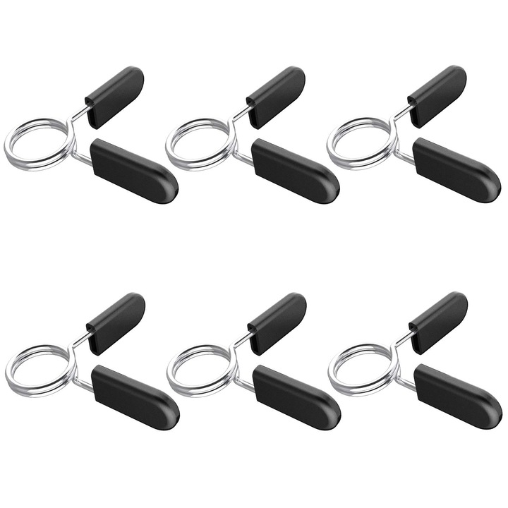 6 darabos rugós szorítókészlet súlyzórúdhoz, import, 30 mm