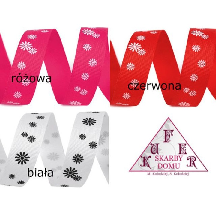 Сатенена панделка с флорален принт, 20 мм, комплект 22,5 мб