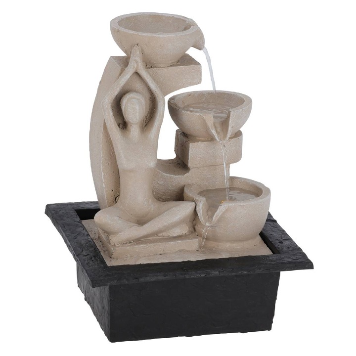 Fantana De Gradina, Progarden, Cu Lumina LED, Aspect Elegant, Decoratiune Originala Pentru Gradina, Practica Si Decorativa, Cadou Grozav, Se Potriveste In Multe Aranjamente, 29x18x22 Cm, Bej