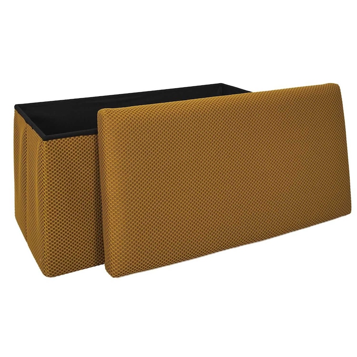 Puf Cu Spatiu De Depozitare, Howhomely, Aspect Stilat, Utilizare Practica Si Functionala, Confortabil De Folosit, Spatiu Suplimentar Pentru Depozitare, Ideal Pentru Hol Sau Dormitor, Constructie Solida Si Durabila, Galben