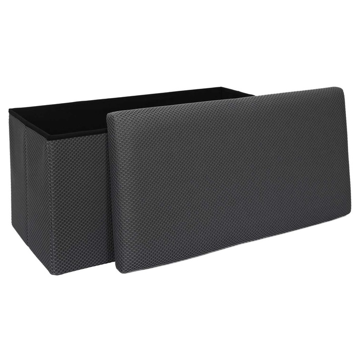 Puf Cu Spatiu De Depozitare, Howhomely, Aspect Stilat, Utilizare Practica Si Functionala, Confortabil De Folosit, Spatiu Suplimentar Pentru Depozitare, Ideal Pentru Hol Sau Dormitor, Constructie Solida Si Durabila, Gri Inchis