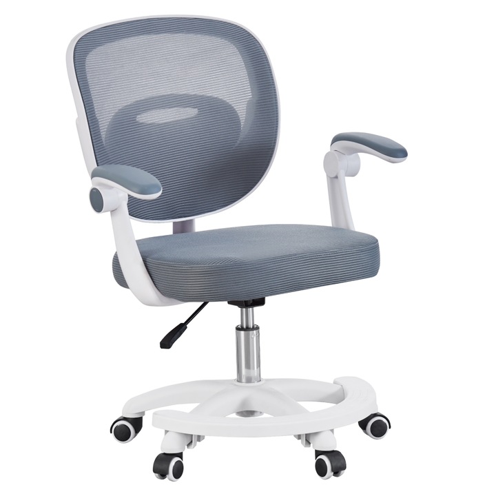 Scaun birou pivotant gri alb Trixi 59x50x81-91 cm