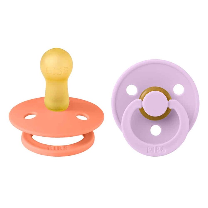 2 db-os cumi szett, előke, gumi, 2-es méret, lila/narancssárga