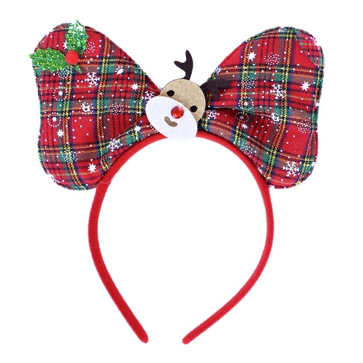 Karácsonyi masnis fejpánt, Egyéb, rénszarvas mintával, többszínű