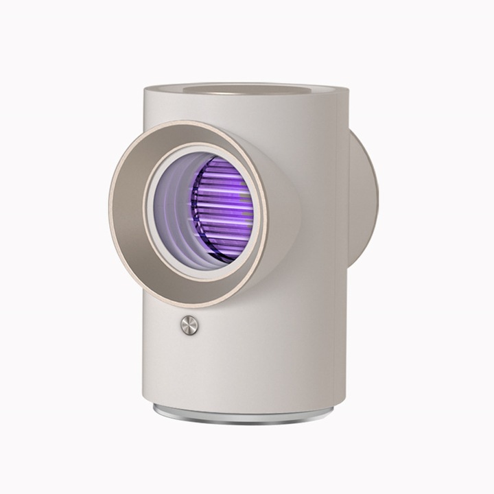 Lampa UV anti-insecte, lungime de unda 365 nm, functionare silentioasa, aspiratie ciclonica, consum redus de energie, alimentata prin USB, poate fi folosita in interior si in exterior, 120x130x195mm, alb