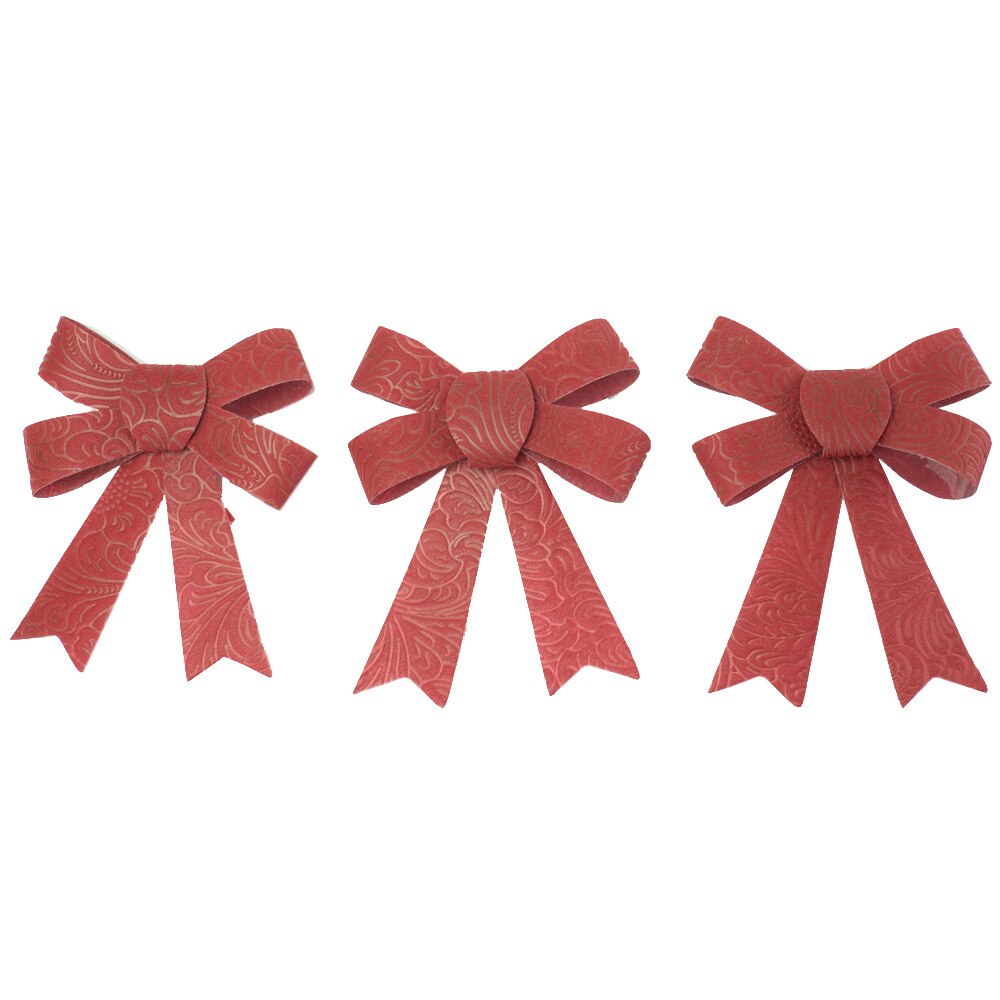 Set 3 fundite cu imprimeu eNoelle, Rosu, 10 cm