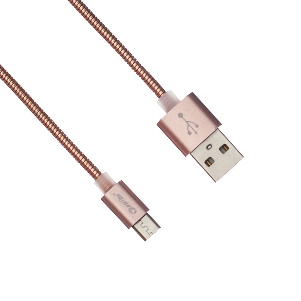 Cablu de date pentru Android, microUSB, metalic, Pink Gold