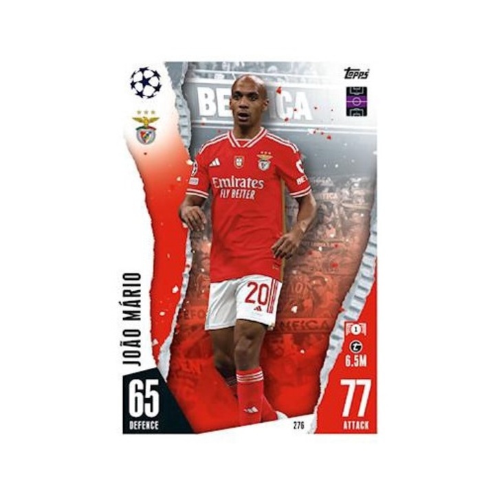Карта Topps Match Attax Base, 2023/24 276, Joao Neves, SL Benfica