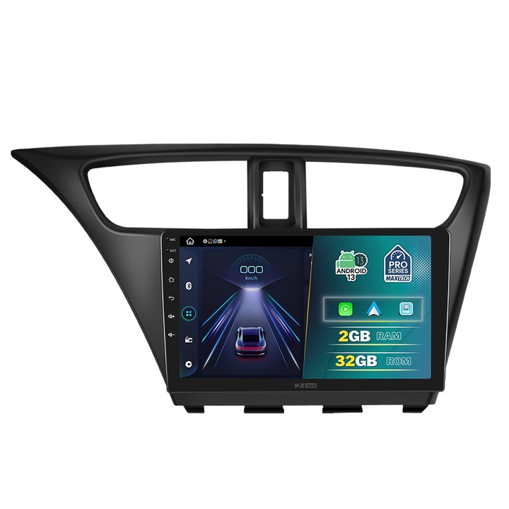 Navigatie Honda Civic 9 (FK2) Hatchback ( 2012-2017 ) dedicata, MaxTech® PRO SERIES, 2 GB Ram 32 GB Rom, Carplay & Android auto, Ecran 9 ” HD Touch, GPS, Wifi, Bluetooth, Radio, USB, EQ, DSP, Waze