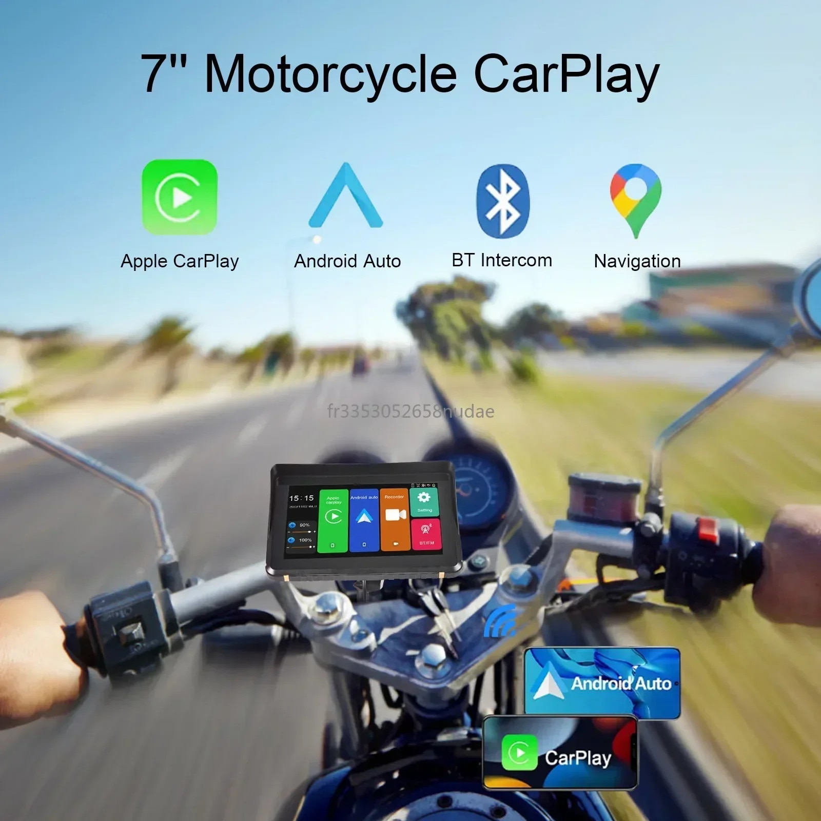 Navigator GPS pentru motocicleta, ecran tactil de 17, 8 cm