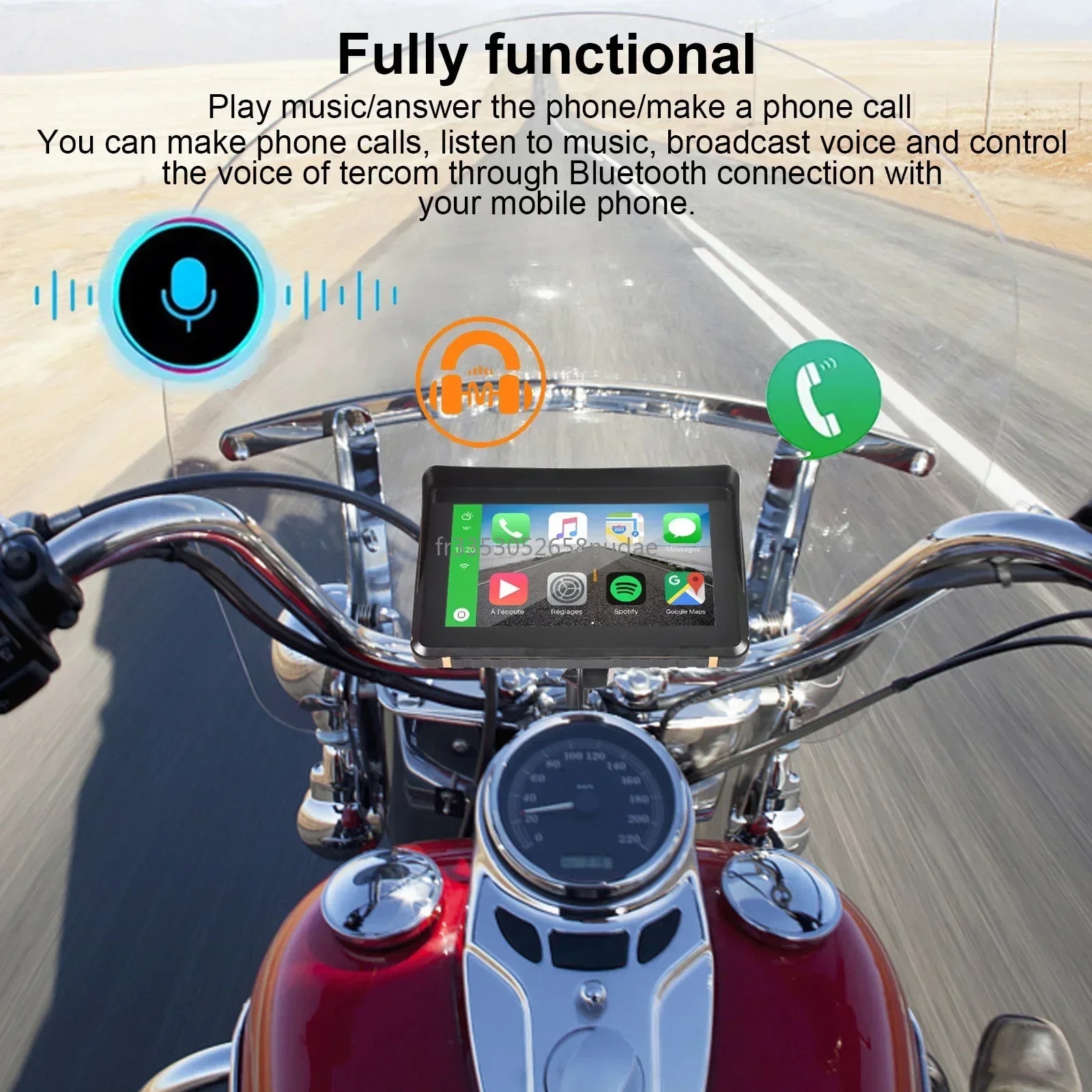 Navigator GPS pentru motocicleta, ecran tactil de 17, 8 cm