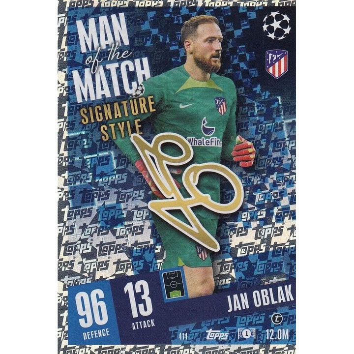 Match Attax 2023/24 414 Ян Облак Топс игрална карта