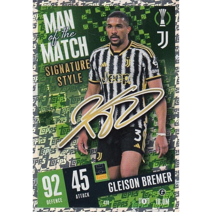Карта за игра Match Attax 2023/24 430 Gleison Bremer Topps