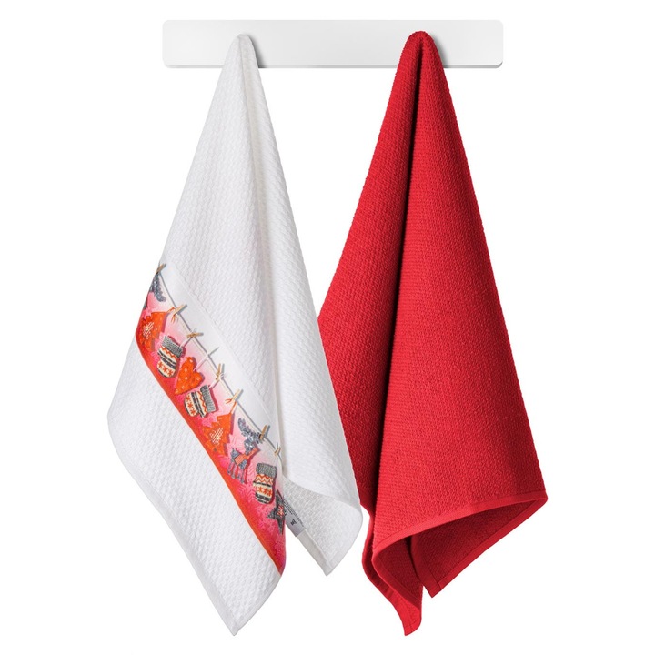 Комплект кухненски кърпи, Spod Igły i Nitki, 45x70, памук, коледна тема