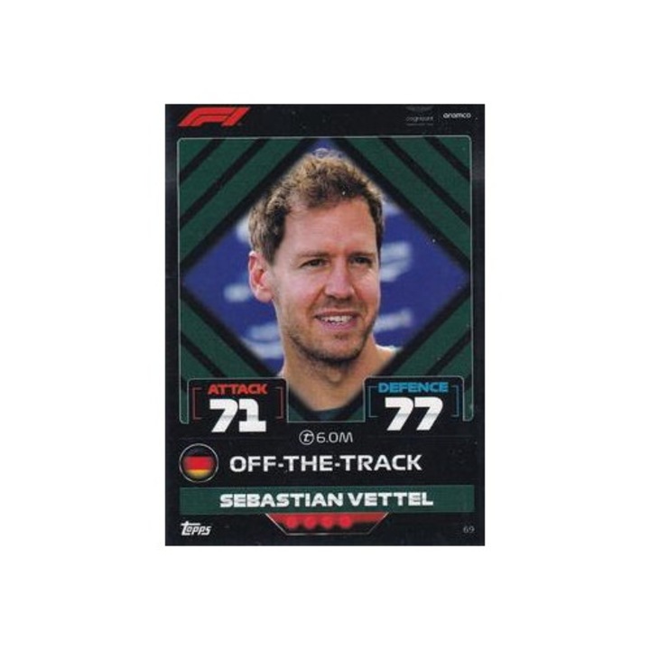 Társasjátékok, Turbo Attax 2022, Sebastian Vettel (Aston Martin), alapkártya