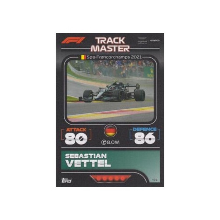 Társasjátékok, Turbo Attax 2022, 174 Sebastian Vettel, Aston Martin, alapkártya
