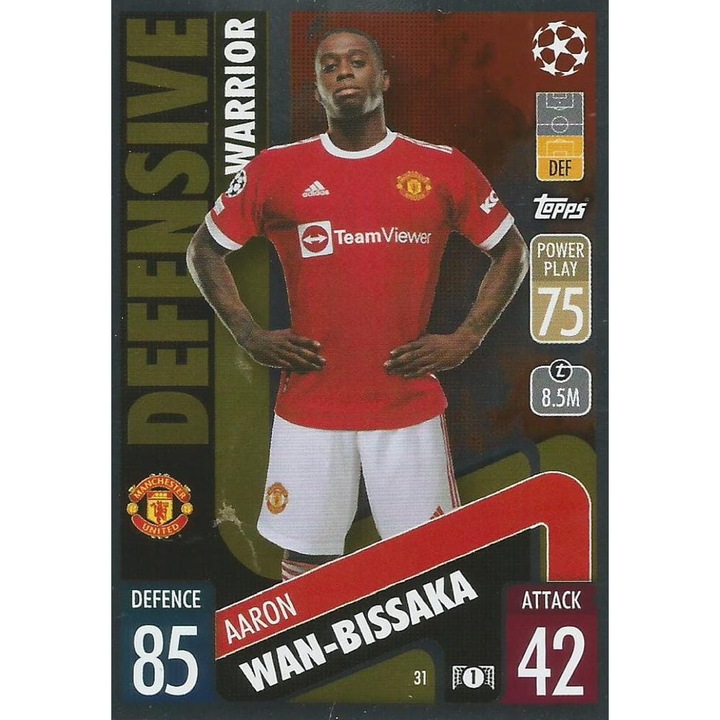 Мач на Attax 2021/22 31 Aaron Wan-Bissaka Topps Playing Card