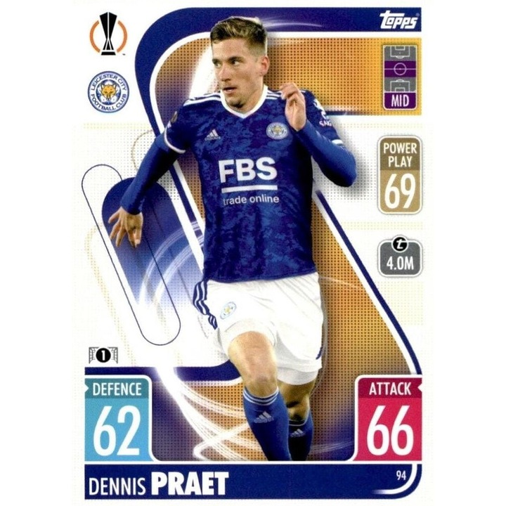 Carte de joc Meci Attax 2021/22 94 Dennis Praet Topps