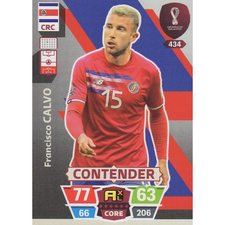 Настолна игра Panini Adrenalyn XL Световно първенство Катар 2022 434 Франсиско Калво, Коста Рика, комплект