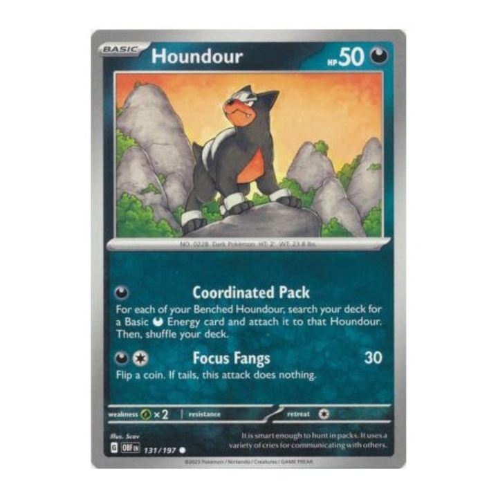 Joc de societate, Pokemon, Obsidian Flames Houndour Comun, Multicolor