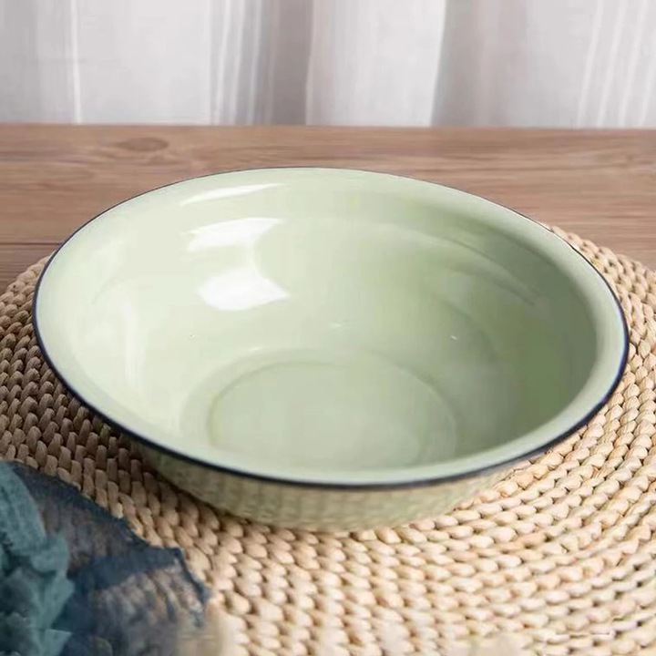 Bol enameled verde, 22cm, usor, vintage