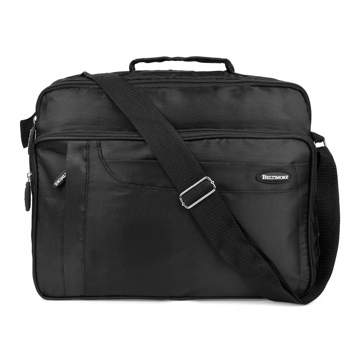 Beltimore férfi táska, három rekeszes, vízálló, 35x26x16cm, A4-es dokumentumokhoz, fekete