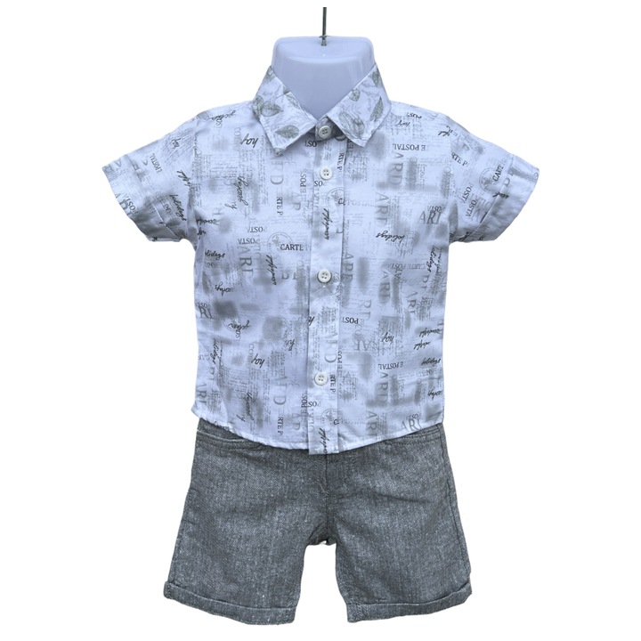 Set baieti 2 piese, camasa si blugi scurti