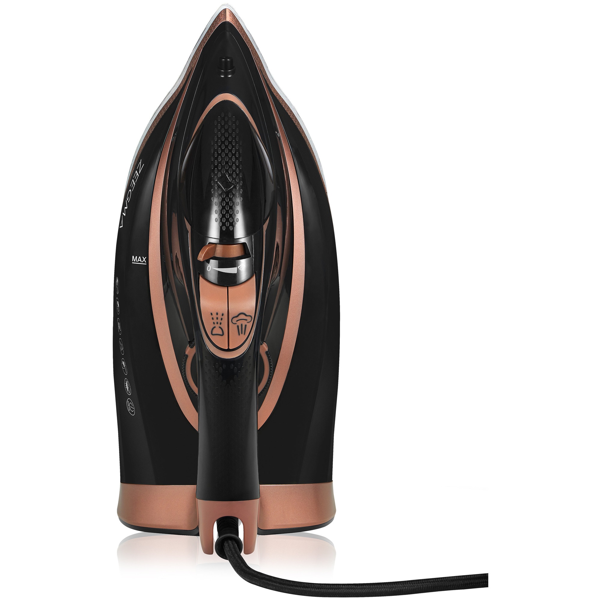 Fier de calcat Zeegma Irone Base Black Gold, 3100 W, Abur variabil 40 g/min, 320 ml, Sistem anti picurare, Functie anticalcar, Aur