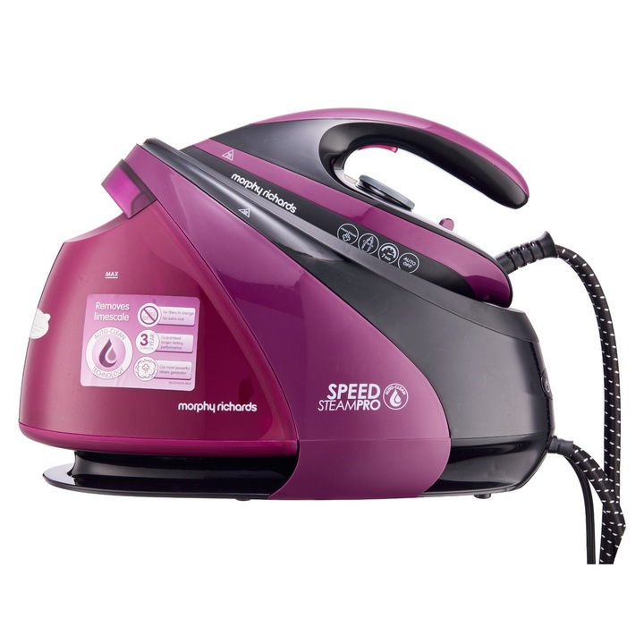 Statie de calcat MORPHY RICHARDS, SteamPro, 3000W, Capacitate 1.6L, 7 bari, Talpa ceramica, Tehnologie AutoClean