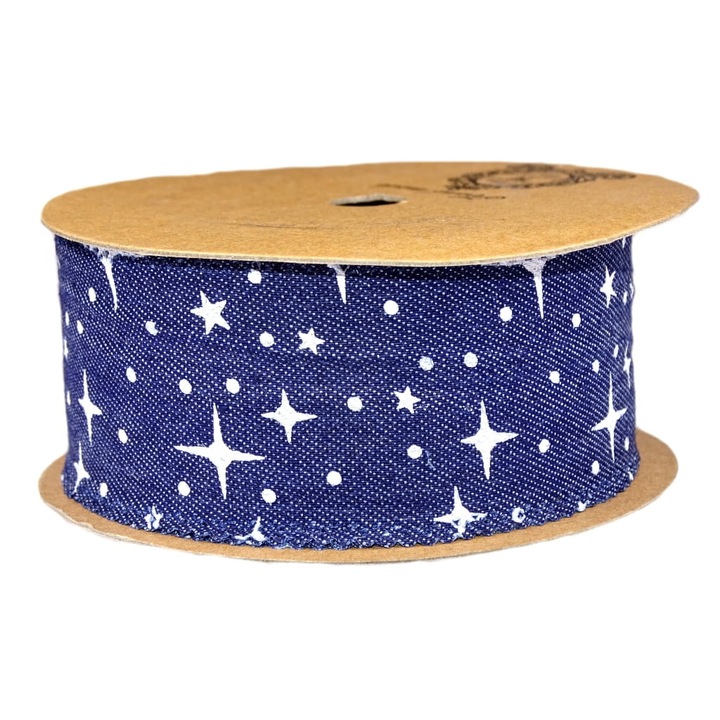 Kötött szalag, 5 cm, 1 m, Kék/Fehér