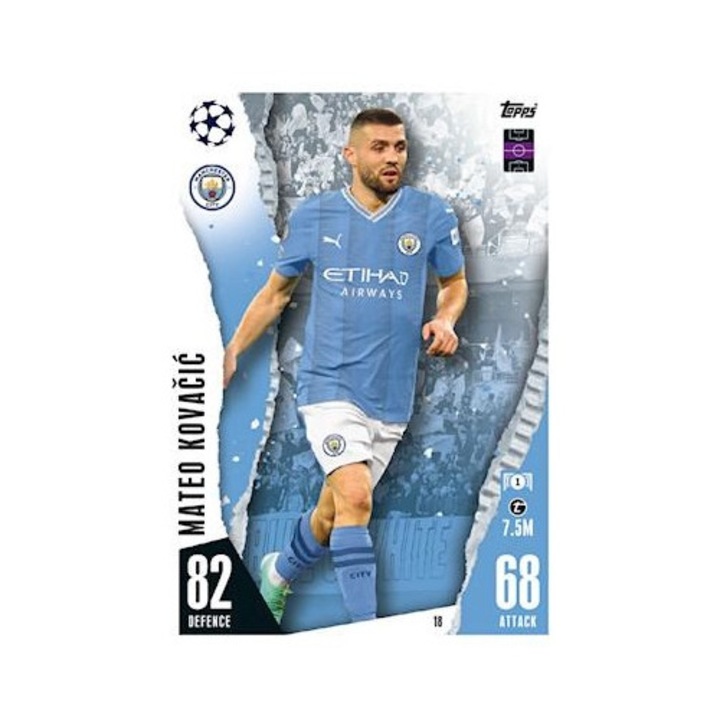Card de joc Match Attax 2023/24 18 Mateo Kovacic, Topps, Manchester City