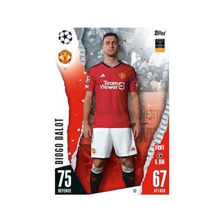 Карта Topps, Match Attax 2023/24, Диого Далот, Манчестър Юнайтед