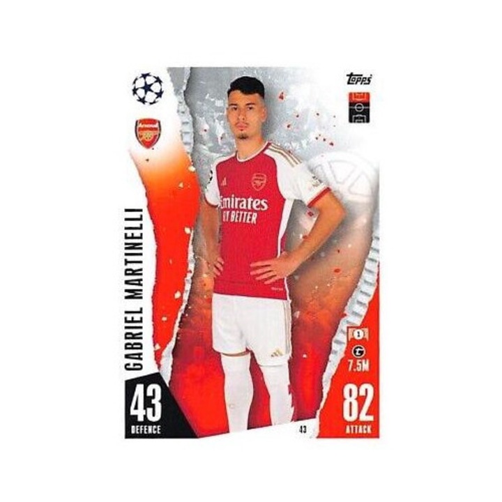 Card de joc Match Attax 2023/24 43 Gabriel Martinelli, Arsenal