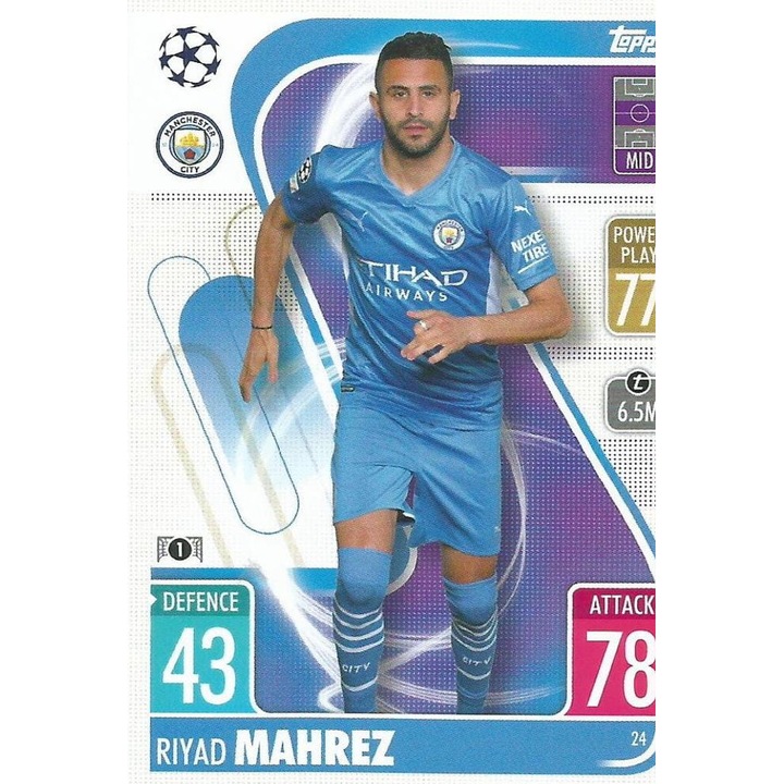 Колекционерска карта 24 Рияд Марез, Манчестър Сити, Topps