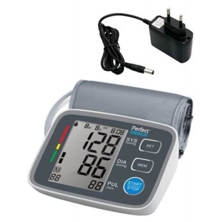 Perfect Medical PM02 vérnyomásmérő, teljesen automatikus, nagy pontosságú érzékelővel, adapterrel, klinikailag validált