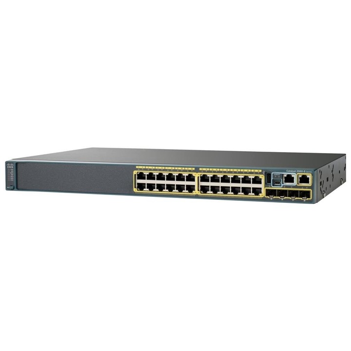 Cisco Catalyst WS-C2960S-24TS-L Switch, 24 db porttal, Gigabit, 4 db SFP modul, LAN Base